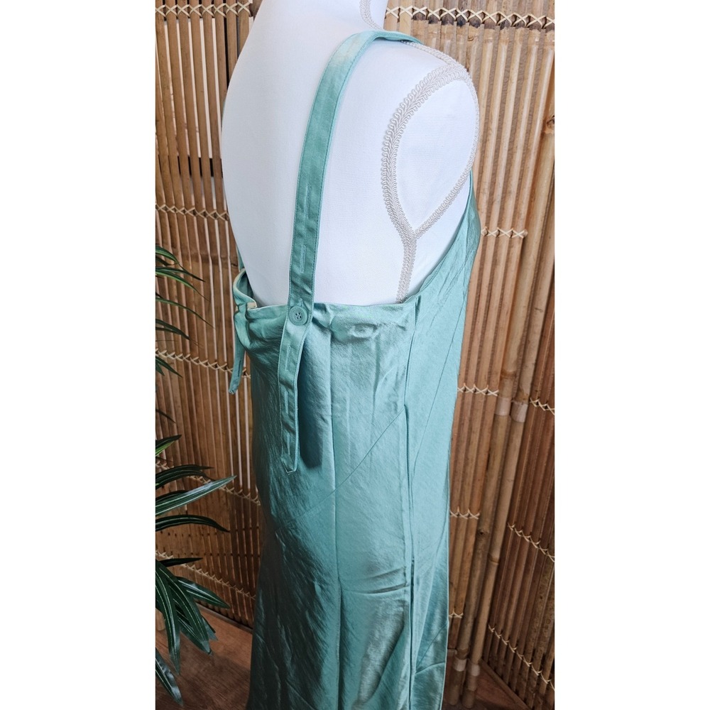 Wildfang The Empower Adjustable satin slip dress in sage size SMALL NWT - Picture 10 of 16